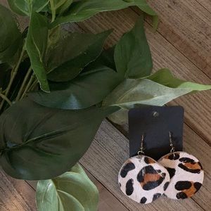 Hair on leather earrings